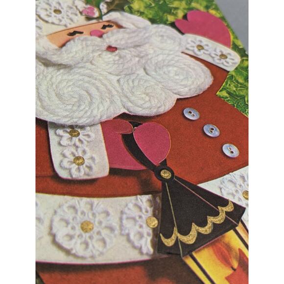 MCM Lot 10 Vintage 1970's EMBOSSED CHRISTMAS CARDS Curly Beard Santa Beaux Arts - Picture 4 of 9